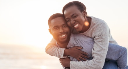 Couple smiling