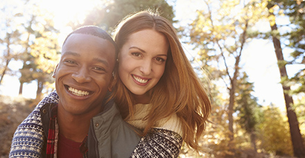 Couple smiling